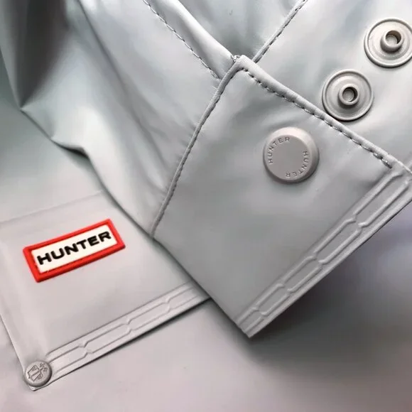 HUNTER Abbey Short Rubberized Rain Jacket w/ Hood XL Silver Grey NWT - Picture 9 of 17